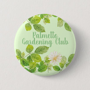 White Flower and Green Leaves Garden 6 Cm Round Badge