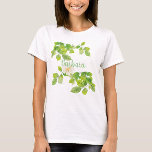 White Flower and Green Leaves Garden T-Shirt