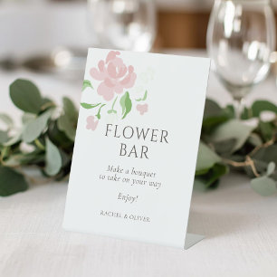 White   Flower Bar Wedding Table Top  Pedestal Sign