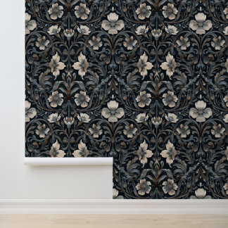 White Flower Black Baroque Gothic Background  Wallpaper