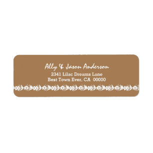 WHITE Flower Border TAN Background V11 Return Address Label