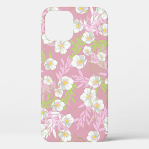 White Flower Botanical Blossom Leaves Art iPhone 12 Case