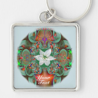 White Flower Bouquet Key Ring