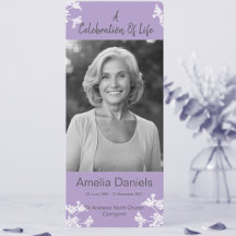 White flower Celebration Of Life Photo Card