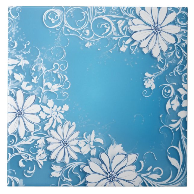 White Flower Ceramic Tile (Front)