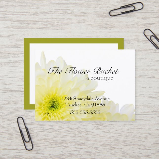 White Flower & Cream Colour Business Card (Front/Back In Situ)