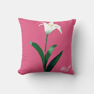 white flower cushion