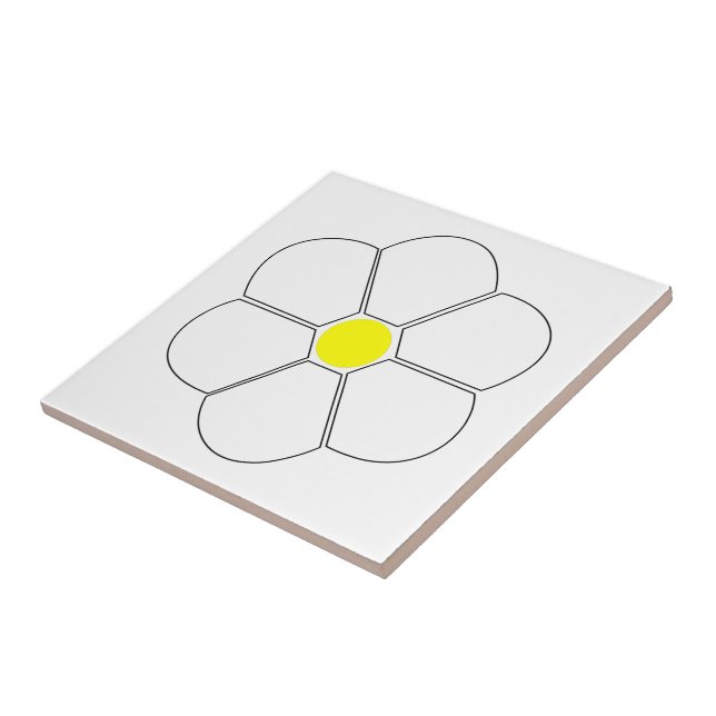 White Flower Design Ceramic Tile (Side)