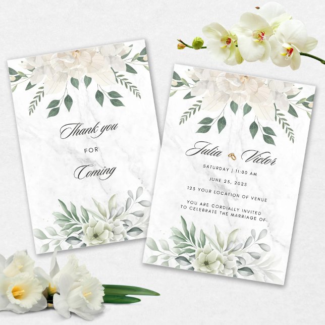 White Flower design Wedding Invition Invitation (Creator Uploaded)