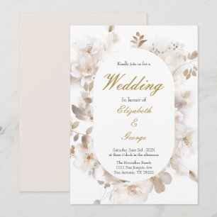 White flower Elegant Wedding invitation