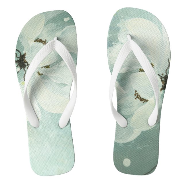 white flower flip flops (Footbed)