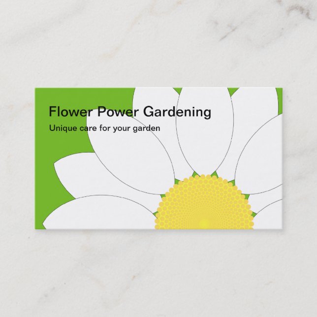 White Flower, Flower Power Gardening, Unique ca... Business Card (Front)