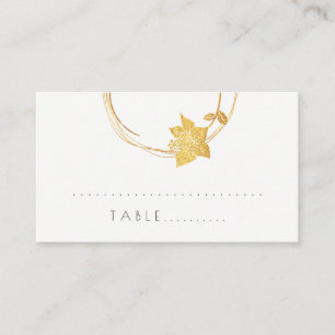 White Flower Gold Small Polka Dots Table Card