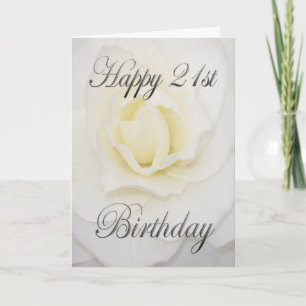 White Flower Happy 21st Birthday Card