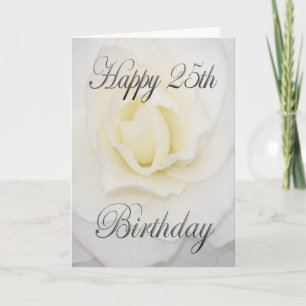 White Flower Happy 25th Birthday Card