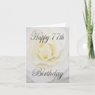 White Flower Happy 77th Birthday Card