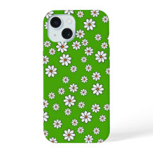 White flower iPhone case on green rug