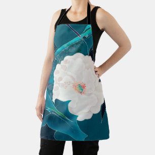 White Flower, Japanese Design Apron