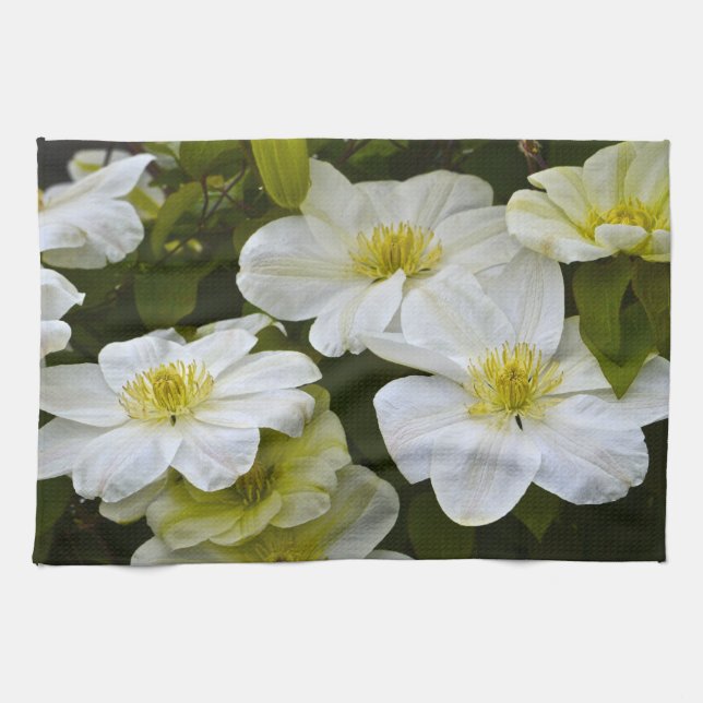 White Flower Kitchen Towel (Horizontal)
