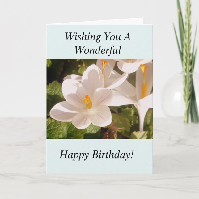 White Flower Light and Shade Birthday Card (Front)