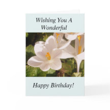 White Flower Light and Shade Birthday Card