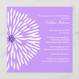 White Flower Lilac Spring Bridal Shower Invitation