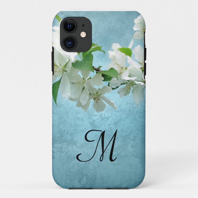 White Flower on Blue Sky Monogram IPHONE 5 Case (Back)