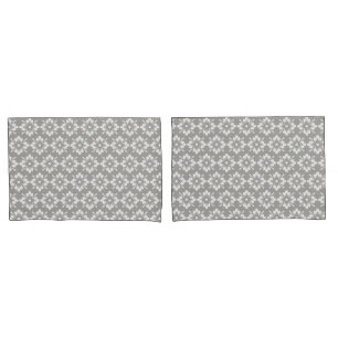 White flower on grey background repeat pattern pillowcase
