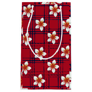 White flower on red and blue Gift Bag