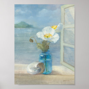 White Flower Overlooking the Sea Poster