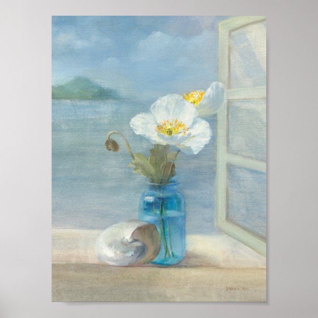 White Flower Overlooking the Sea Poster (Front)