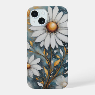 White flower painting iPhone 15 case