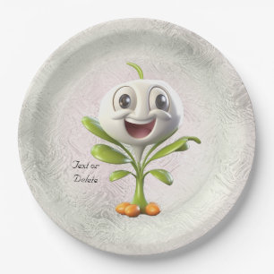 White Flower Paper Plate