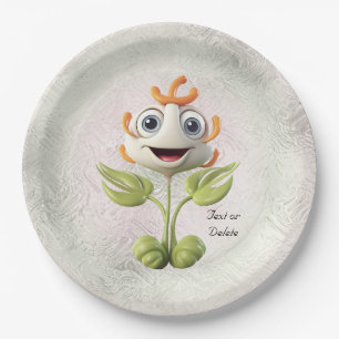 White Flower Paper Plate