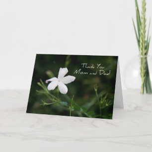 White Flower Parents Wedding Day Thank You Card