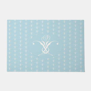 White Flower Pastel Blue Easter Doormat