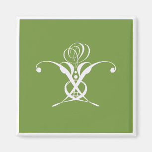White Flower Pastel Green Easter Magnet