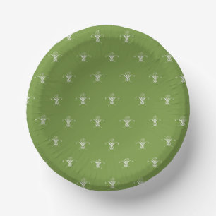 White Flower Pastel Green Easter Paper Plate