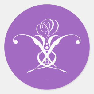 White Flower Pastel Purple Easter Classic Round Sticker