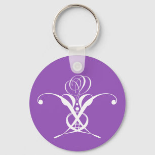 White Flower Pastel Purple Easter Key Ring