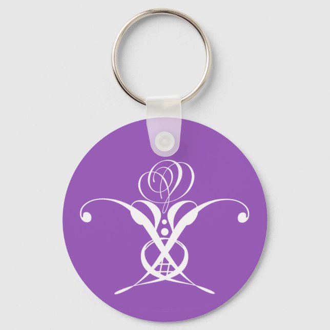White Flower Pastel Purple Easter Key Ring (Front)
