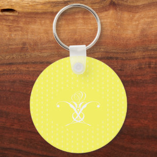 White Flower Pastel Yellow Easter Key Ring