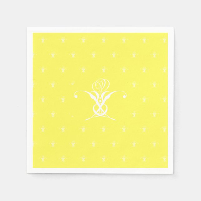 White Flower Pastel Yellow Easter Napkin (Front)