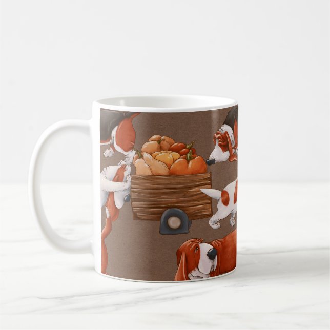 white flower pattern cute design illustration vint coffee mug (Left)