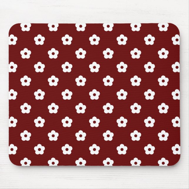 White Flower Pattern Mouse Pad (Front)