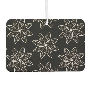 White Flower Pattern on Black  Car Air Freshener