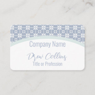 White Flower Pattern on Blue Tiled Arch Business Card