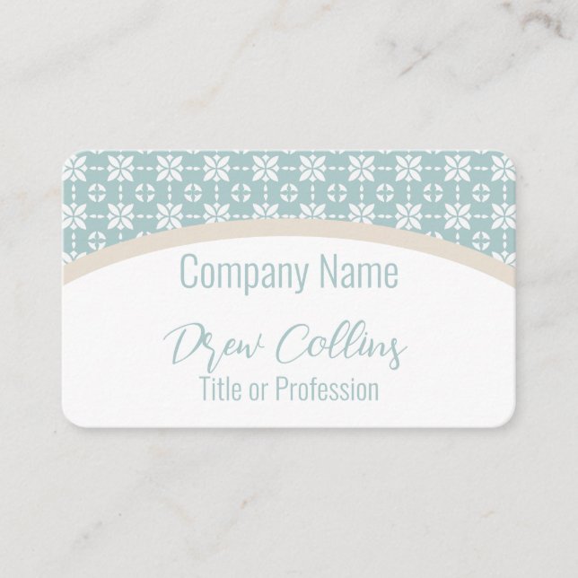 White Flower Pattern on Green Tiled Arch Business Card (Front)
