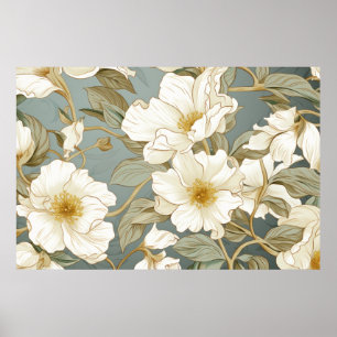 White flower pattern poster