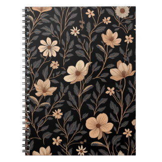 White Flower Pattern Spiral Notebooks